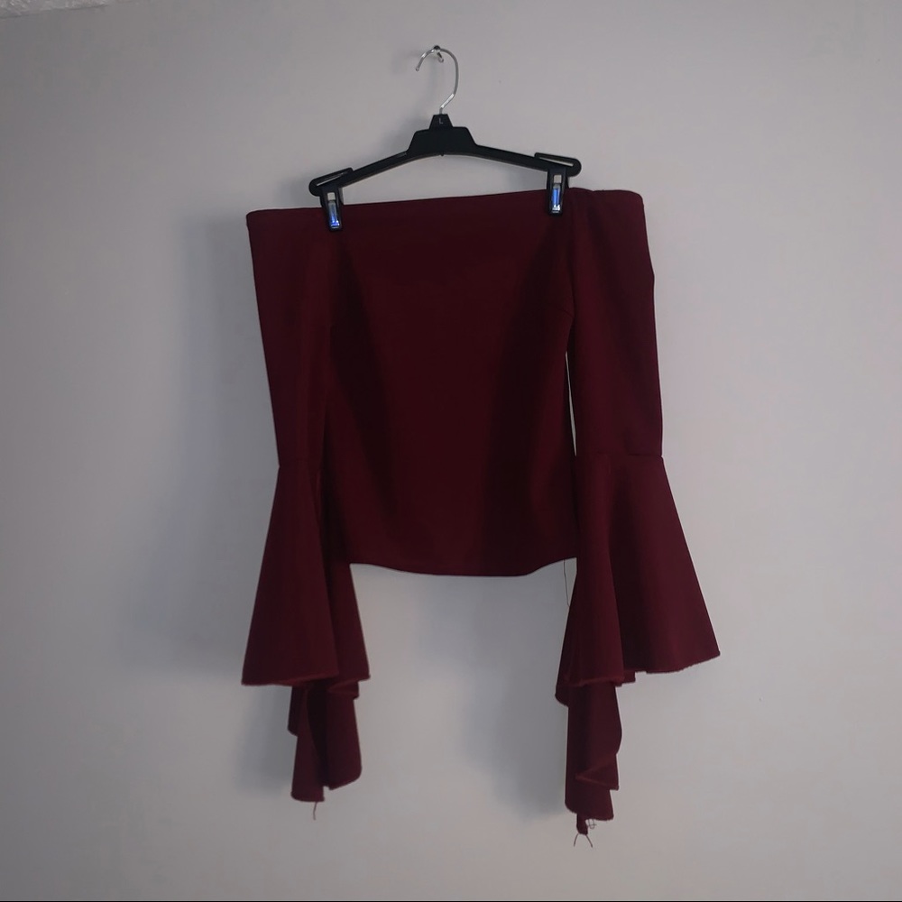 Off the shoulder bell sleeve top